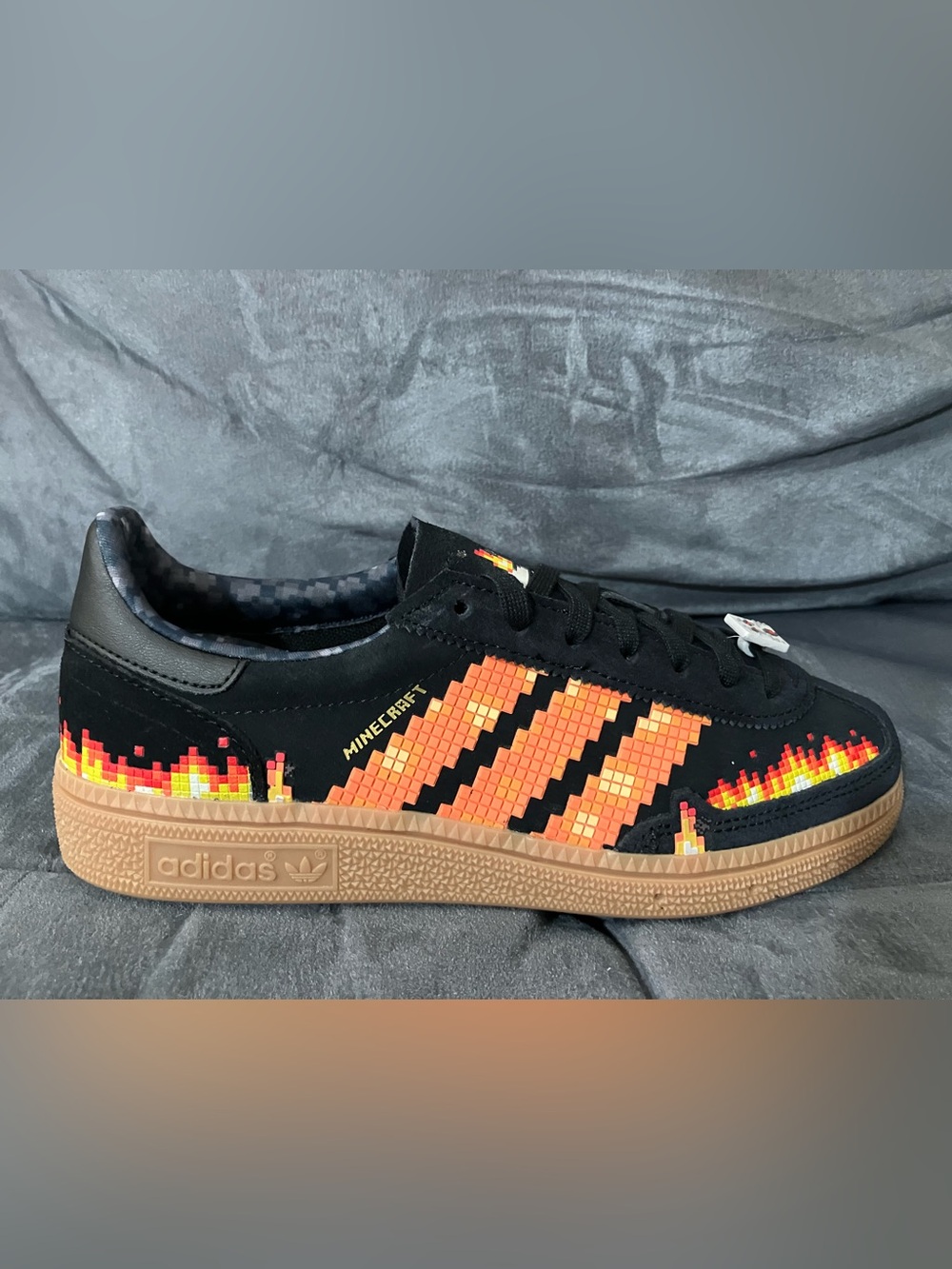 adidas Kids Black & Orange Pixel Minecraft Sneakers - Picture 2 of 6